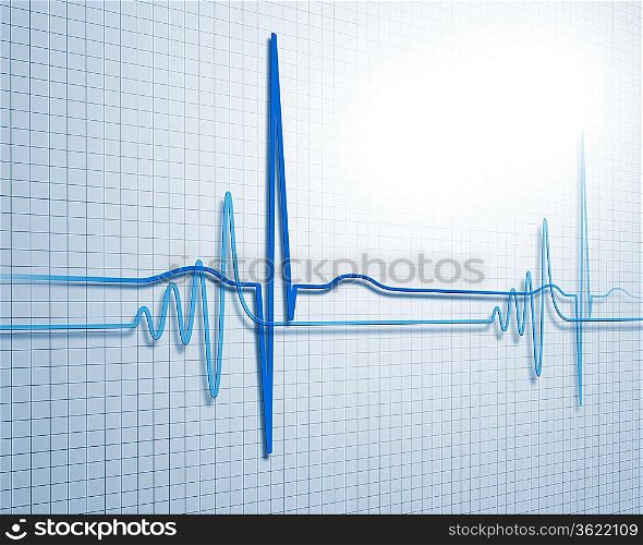 A medical background with a heart beat / pulse with a heart rate monitor symbol