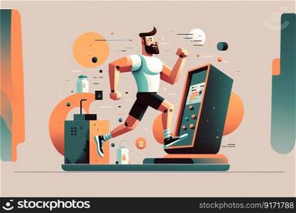 A men doing fit≠ss. Cartoon abstract illustration. High quality illustration. A men doing fit≠ss. Cartoon abstract illustration.