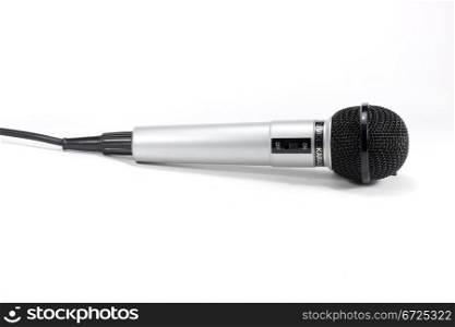 a microphone to sing black and gray