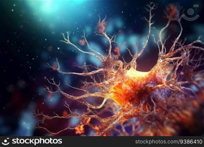 a microscopic neuron fractals with translucent light created by generative AI 