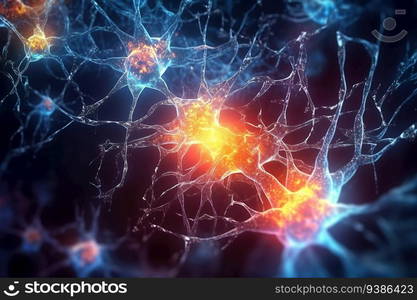 a microscopic neuron fractals with translucent light created by generative AI 