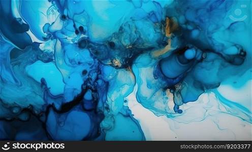 A Minimalistic Abstract Texture of Blue and Gold Paint. Generative AI