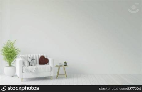A modern interior wooden floor living room with couch isolated on light background, 3D render, 3D illustration