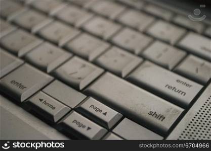 A modern keyboard photographed on an extreme angle. Melbourne Australia.
