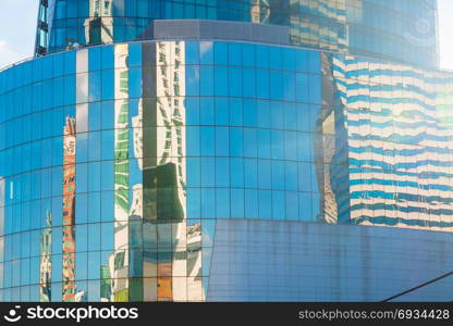 A modern office building with glass walls