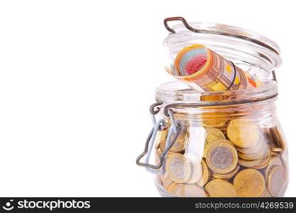 A Money jar full of savings