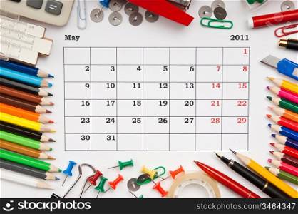 a monthly calendar May 2011. Series