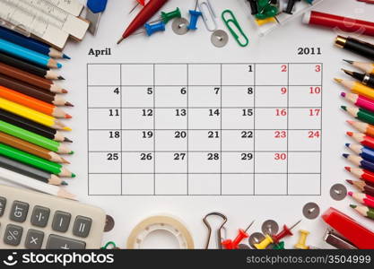 a monthly calendarApril 2011. Series