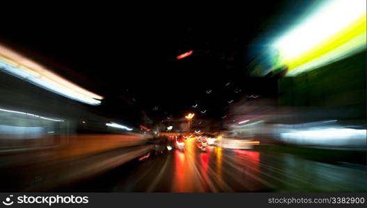 A motion blur with night driving