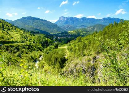 a mountain landscape in the Drome in France