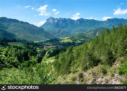 a mountain landscape in the Drome in France
