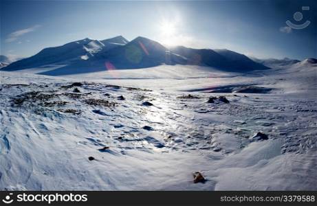 A mountain landscape on the Island of Spitsbergen, Svalbard, Norway