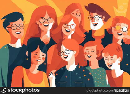 A multicultural group of friends sharing happy moments and laughter. Perfect for capturing the diverse and positive emotions of human relationship and companionship. AI Generative.