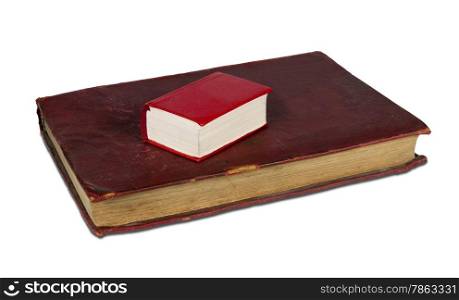 A new book and an old book isolated on white with clipping path. Contrast