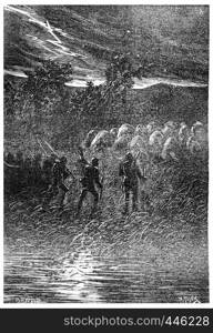 A new flash can be observed, vintage engraved illustration.