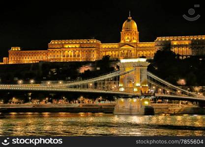 A night view of the Danube river in Budapest