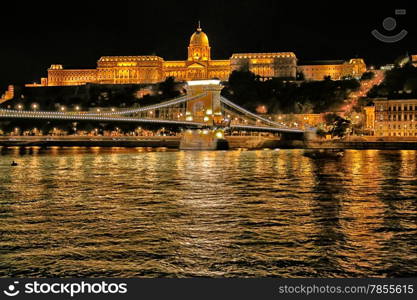 A night view of the Danube river in Budapest