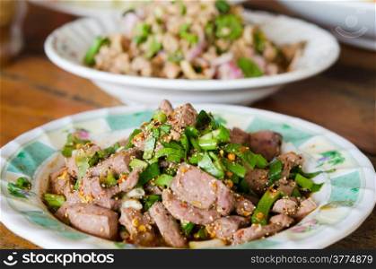 a Northeastern food of Thailand , spicy sliced liver salad,