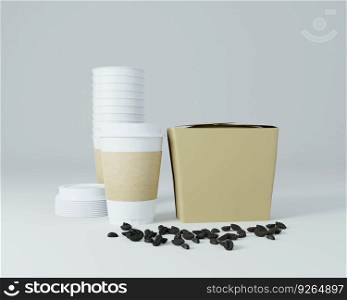 A packet used for coffee with coffee cups.