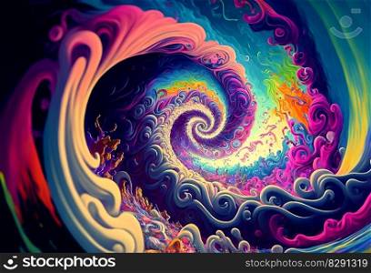 a painting depicting the experience of an lsd trip psychedelic. a painting depicting the experience of an lsd trip psychedelic AI Generated