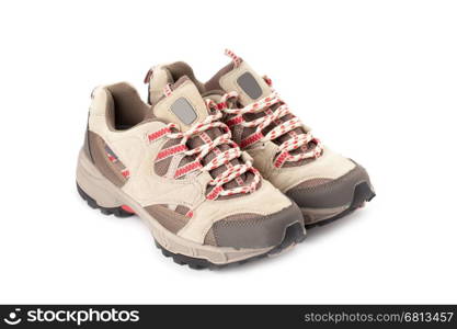 a pair of hiking shoes isolated on a white background