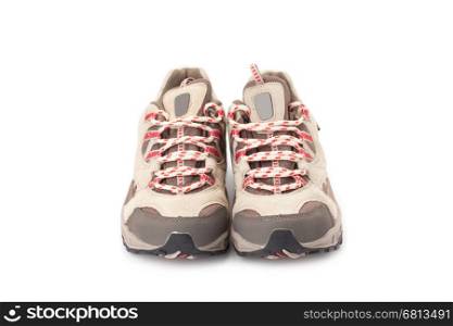 a pair of hiking shoes isolated on a white background