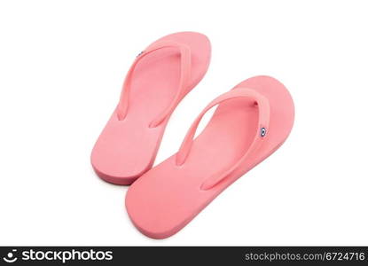 A pair of pink sandals on white background