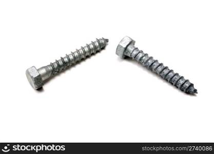 A pair of screws isolated on white