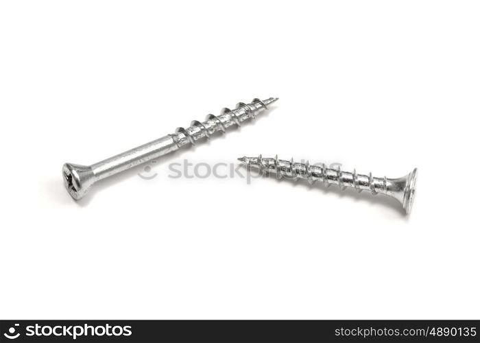 A pair of screws isolated on white