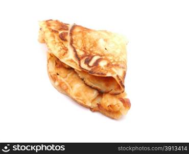 a pancake on a white background