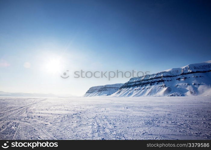 A panorama landscape on Spitsbergen Island, Svalbard, Norway