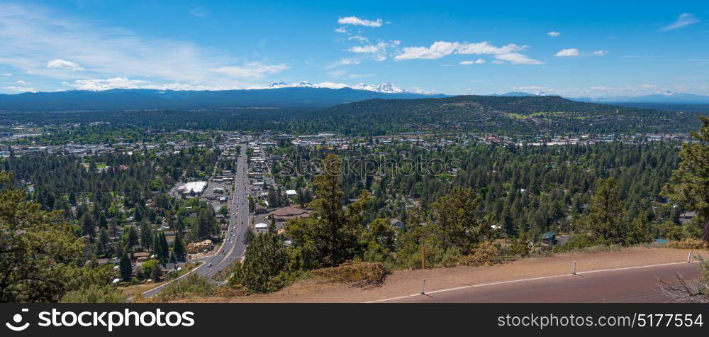 A panorama of Bend from Pilot Butte State Park