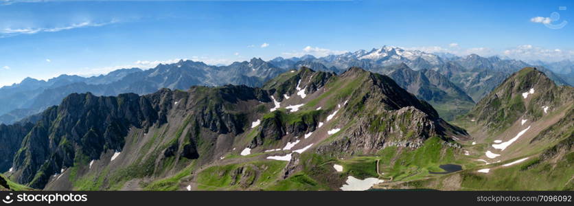 a panorama of pyrenees mountains in France