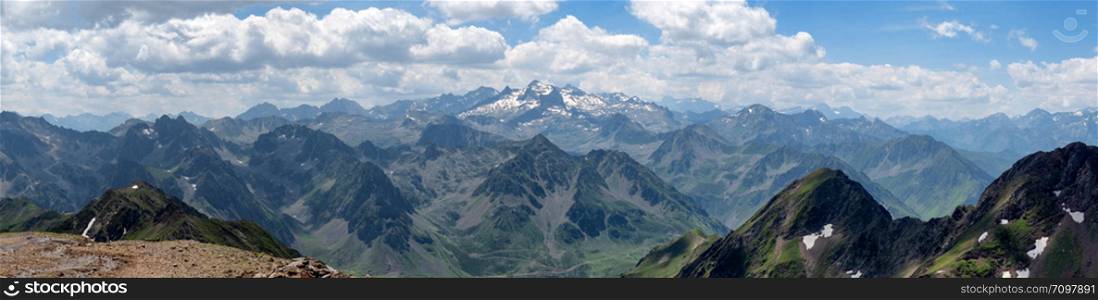 a panorama of pyrenees mountains in France