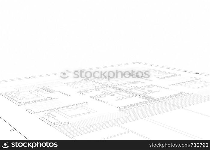 A Part plan of architectural project on the white background