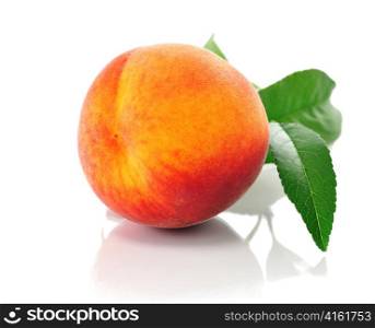 a peach on white background