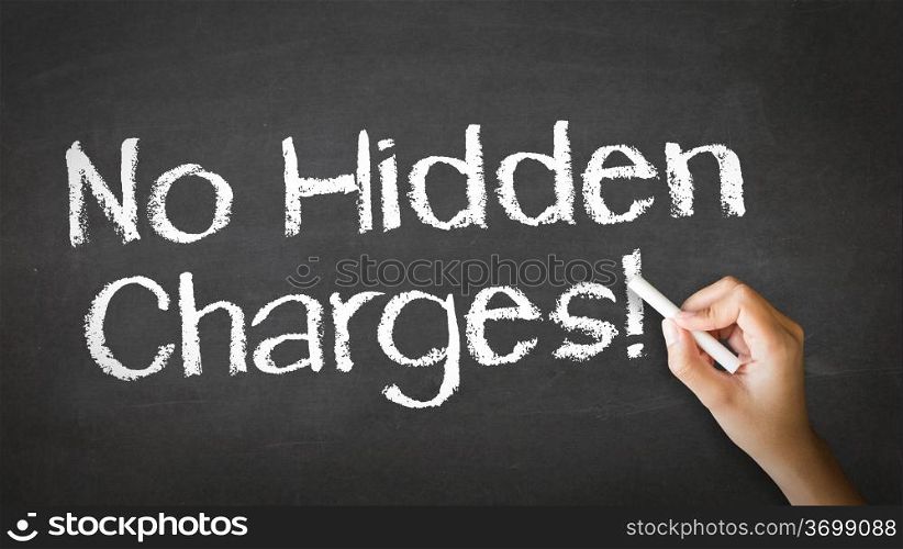 A person drawing and pointing at a No Hidden Charges Chalk Illustration