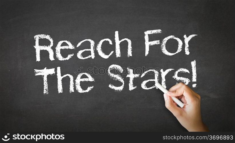 A person drawing and pointing at a Reach for the stars Chalk Illustration