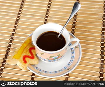 a photo of a Cup of coffee with cakes