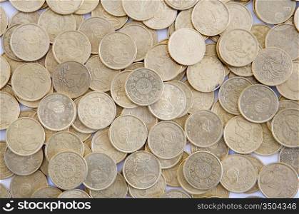 A photo of currencies with white bottom