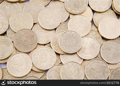 A photo of currencies with white bottom - background -