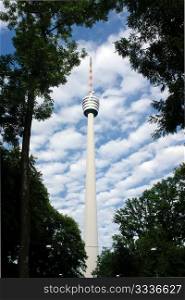A photography of the first tv broadcasting tower of the world in Stuttgart Germany
