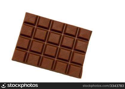 a piec of chocolate isolated on a white background