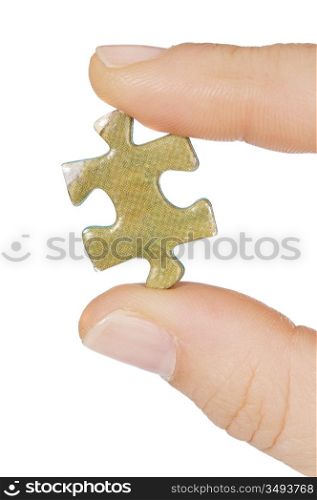 A piece of a puzzle a over white background