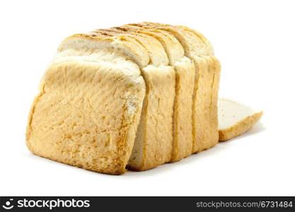 a piece of bread cut into many slices