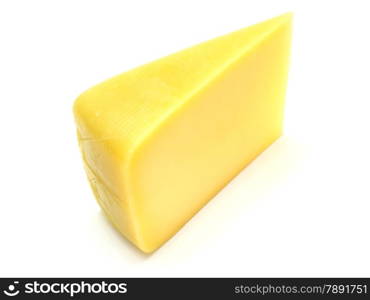 A piece of Swiss cheese isolated on white yellow delicatessen;