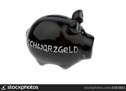 a piggy bank for black money isolated on white background