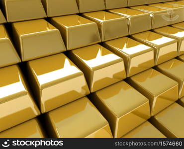 A pile of gold bullions