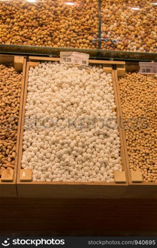 A pile of Turkish style sugar-coated chickpeas on sale