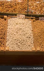 A pile of Turkish style sugar-coated chickpeas on sale